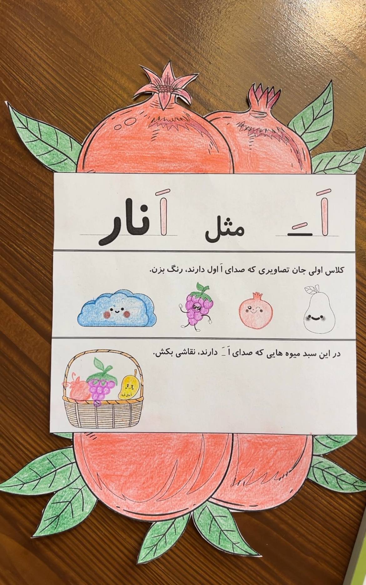 کاربرگ تاشو نشانه «اَ» (طرح انار) تصویر 2